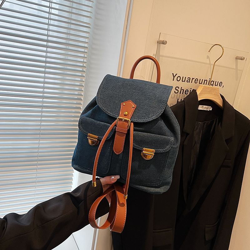 Stylish Women's Denim Backpack High Capacity Versatile Daypack_voghion.com