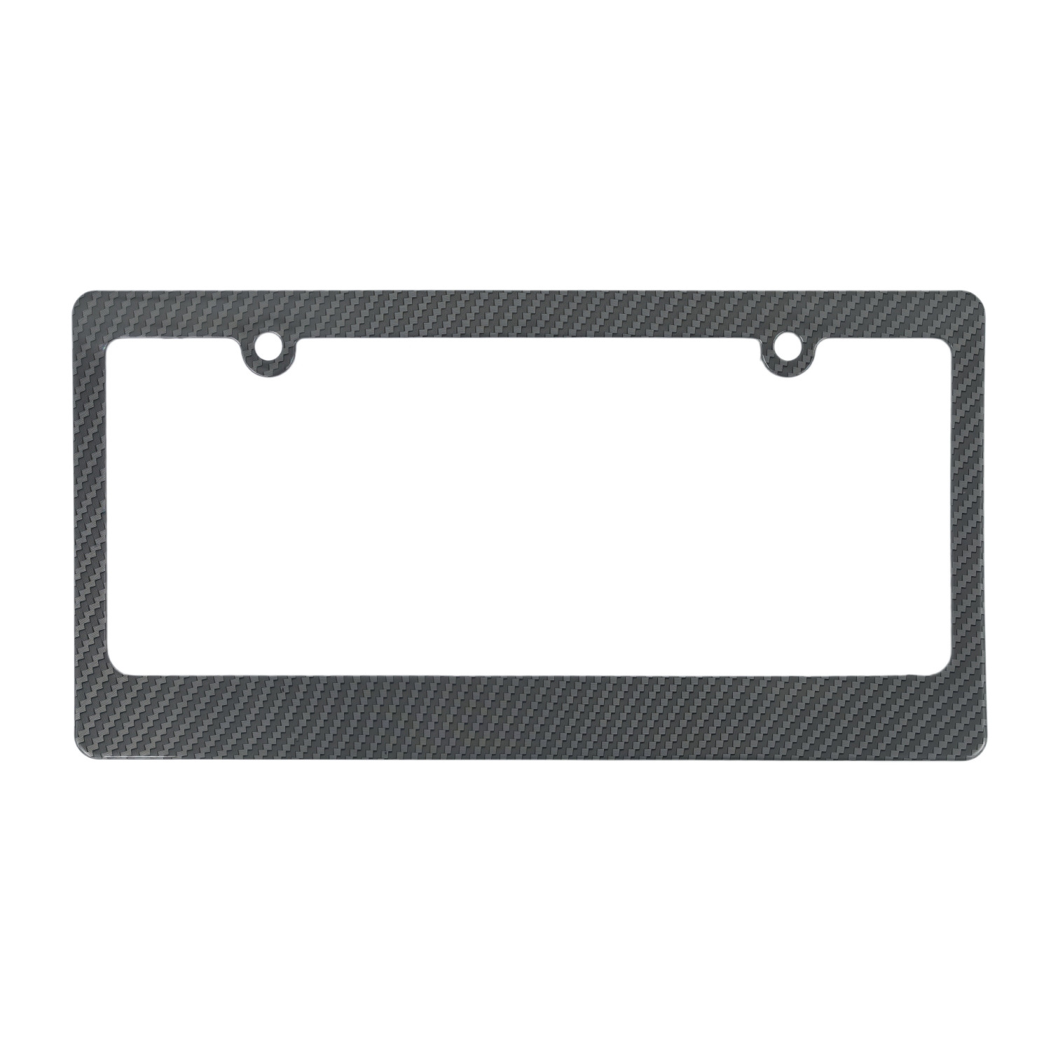 New Foreign Trade Model, American Standard White Plastic Carbon Pattern License Plate Frame with Narrow Top and Wide Bottom
