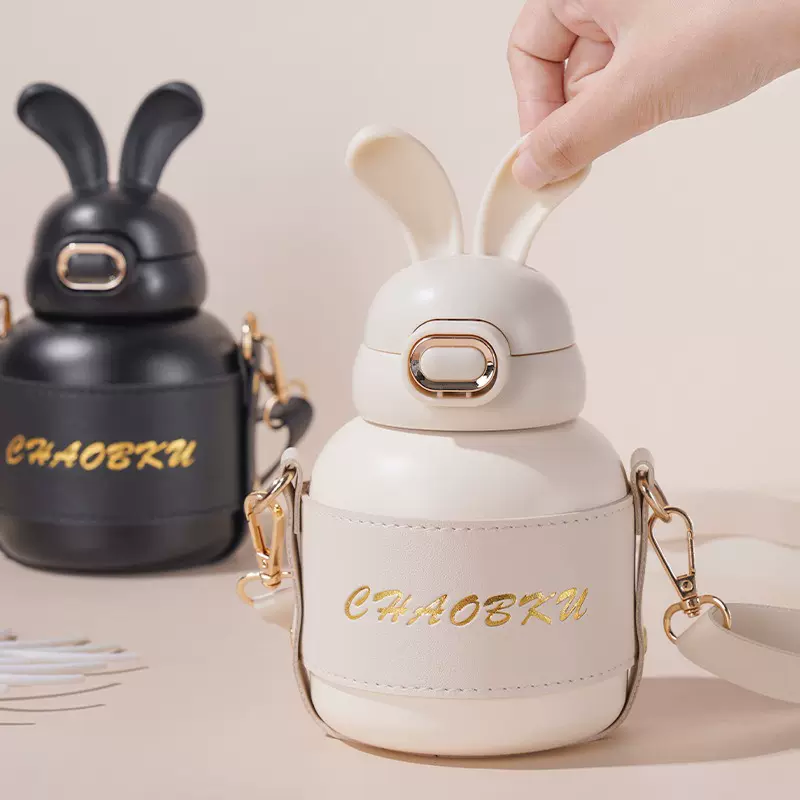 学生水杯大容量儿童保温杯316食品级吸管冰霸杯可爱高颜值兔耳朵