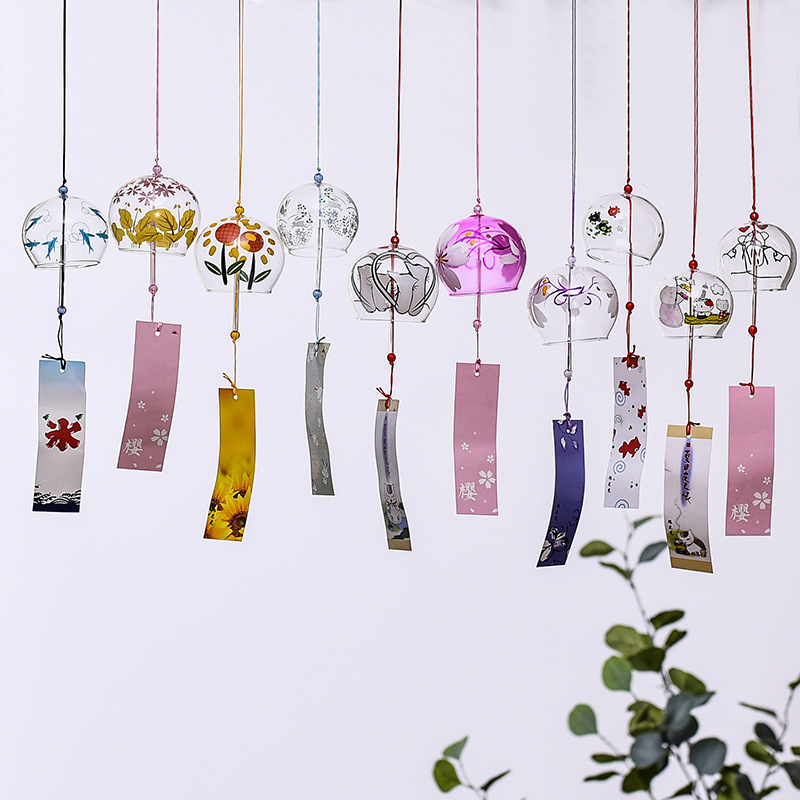 Estilo japonés lindo viento carillones al por mayor hecho a mano vidrio pintado adornos regalo creativo Qixi regalo para niñas y amigos