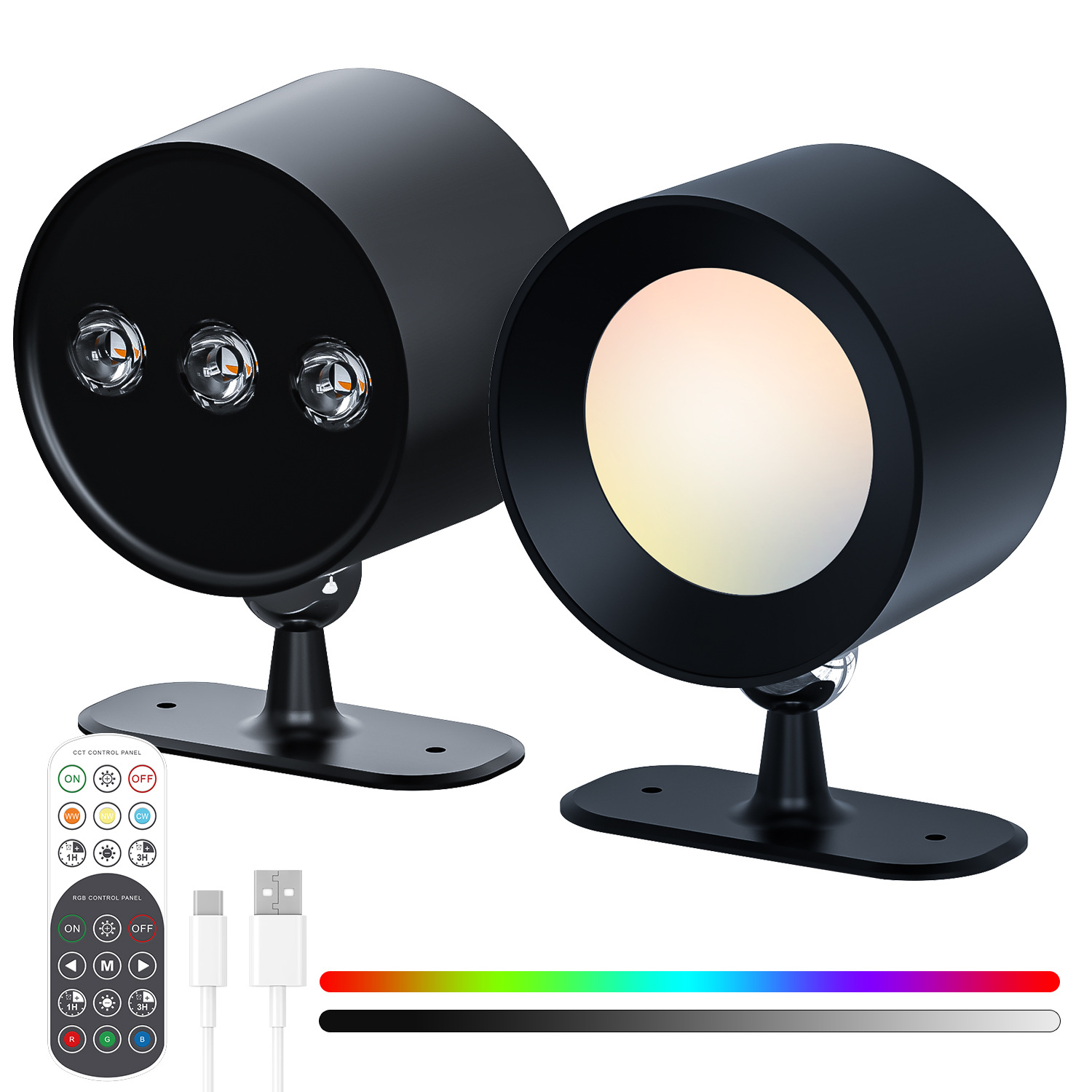Luz LED magnética con control remoto, 15 colores, recargable, estilo “ojo de gato”, ideal para decoración o vitrinas