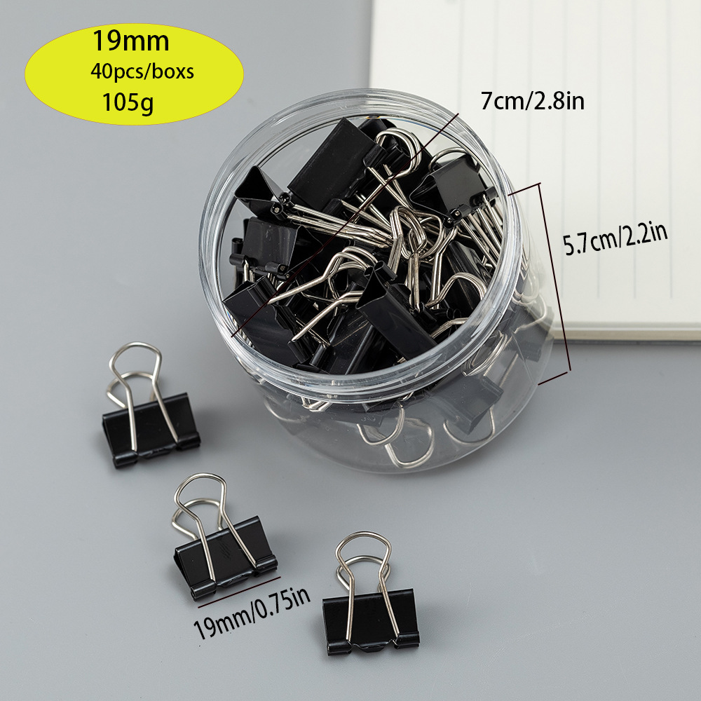 19mm 검정색 클립 40개/배럴