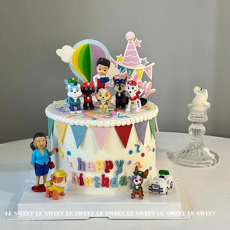 狗狗队长蛋糕装饰摆件网红卡通儿童男孩狗狗生日插牌烘焙装扮插件|undefined