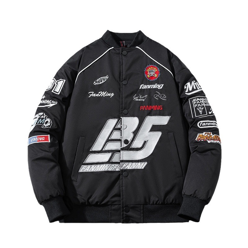 Men's Clothing Autumn and winter retro embroidered baseball jacket men's motorcycle clothing brand drop shoulder handsome couple flight jacket_viptrois.com
