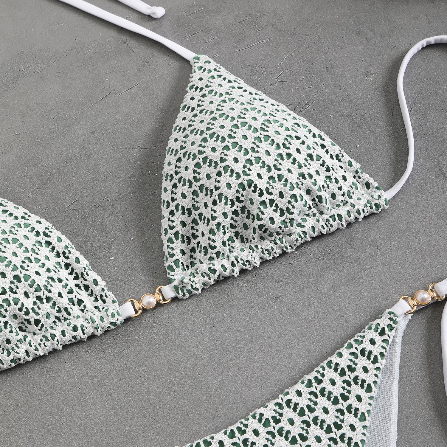 Women's Sexy Halter Tie-Front Bikini Set High-Cut Bottom Two Piece Swimsuit For Vacation_ecoleips.com