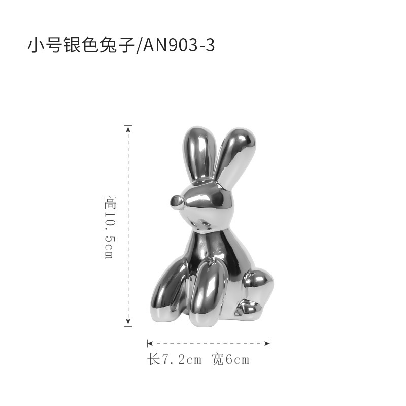Nórdico personalizado de cerámica de plata globo de lujo perro conejo pequeño animal decoración creativa hogar sala de estar decoración suave