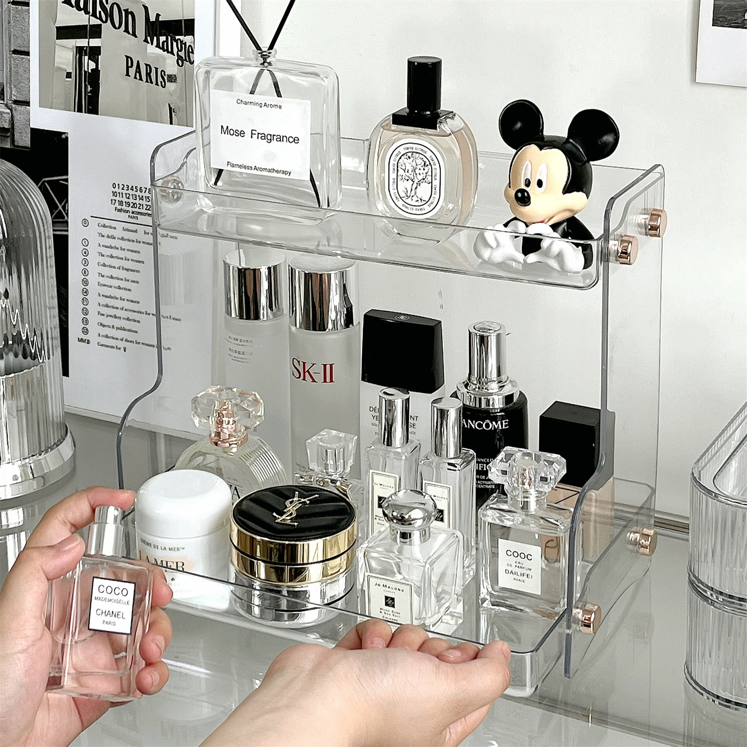 Косметическая коробка для хранения туалетный столик отделка полка средства по уходу за кожей парфюмерная стойка столешница двухслойная губная помада