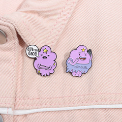 Small design cute purple little ghost shape cartoon couple brooch fun playful style fixed decorative pin