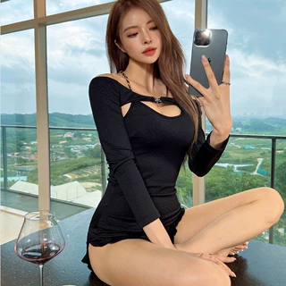 夏季泳衣女连体2023潮流时尚性感紧身露背分体式度假游泳衣泡温泉