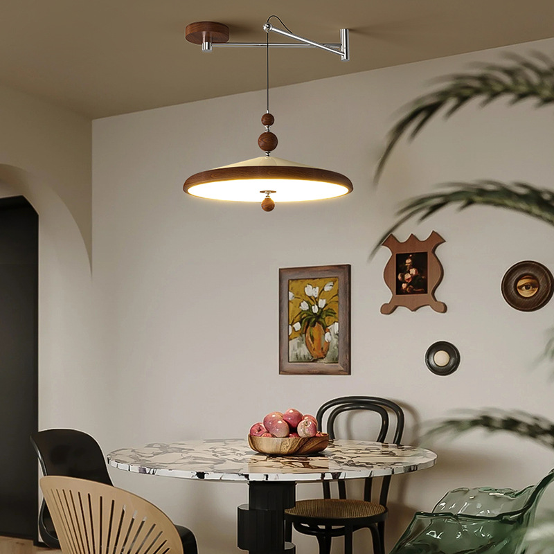 Personalidad creativa de estilo medieval armilla de restaurante candelabro color nuez candelabro de isla de espectro completo LED candelabro de hierro forjado