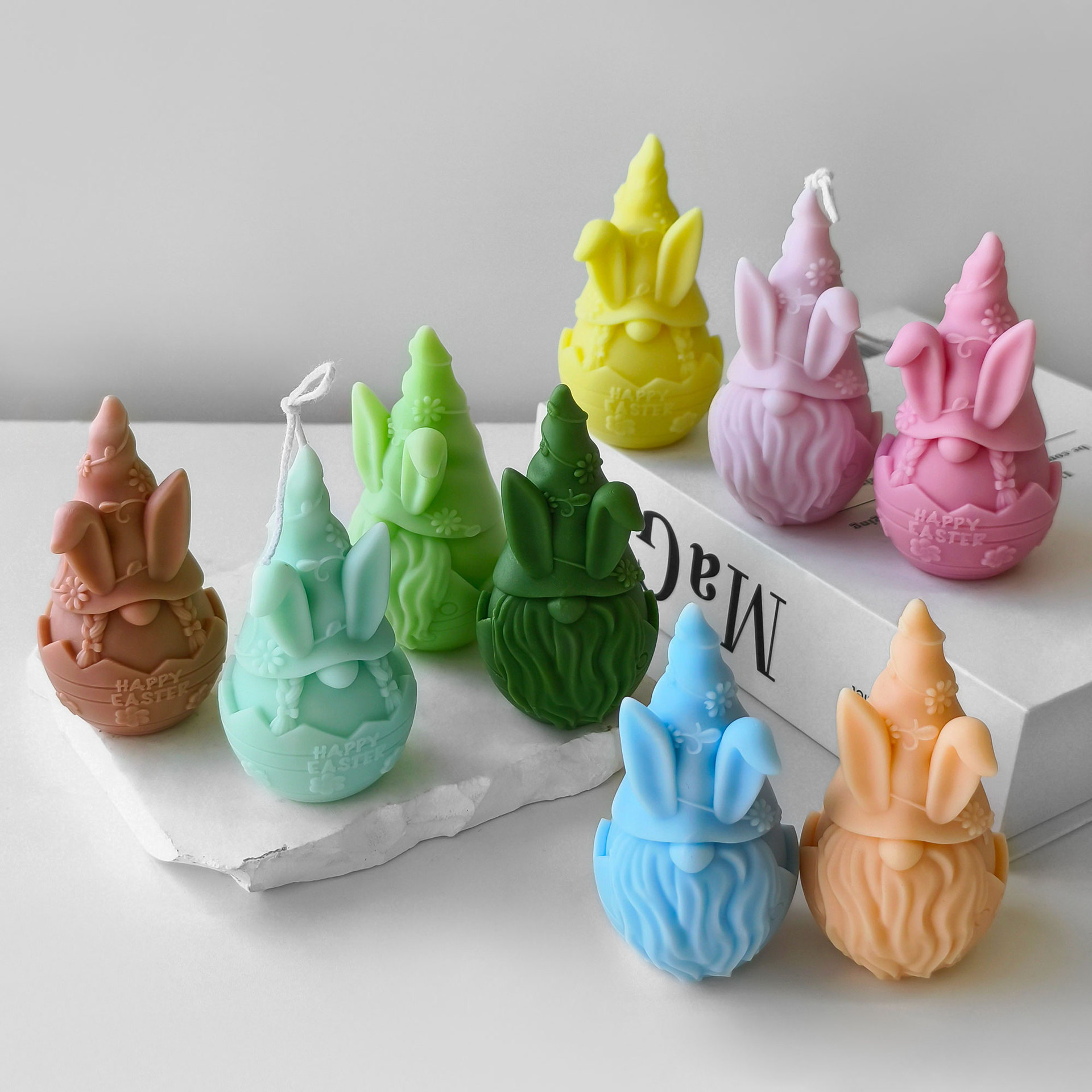 Jiahuimei enano aromaterapia vela molde de silicona DIY Pascua yeso decoración casera hecha a mano jabón abrasivo herramienta