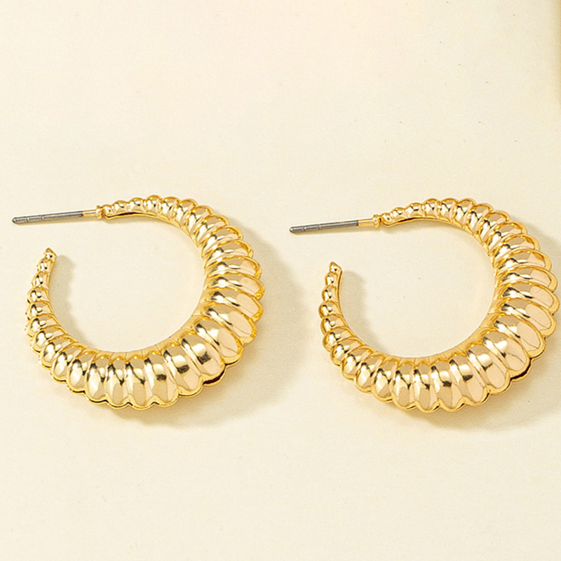 Hornbag Texture Ear Ring Earrings Women's European and American ins Niche Retro Simple Distinctive Metallic Ear Buckle Earrings