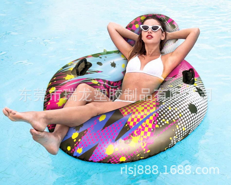 跨境电商新款PVC充气浮排水上座椅趣玩充气玩具带网漂浮垫可折叠
