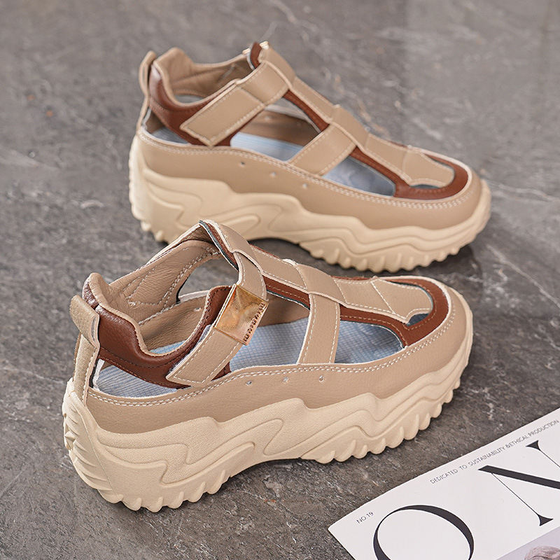 Sandalias Deportivas Caladas con Plataforma para Mujer de Cuero Sintético y PVC para Uso Casual image 5