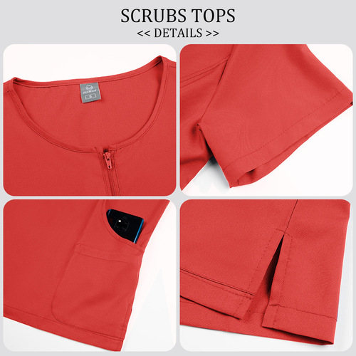 Temu Crew Neck Zipper Doctor Scrub Handwashing Set for Women, Beauty Salon Wellness Leisure Handwashing Clothes Work Suit