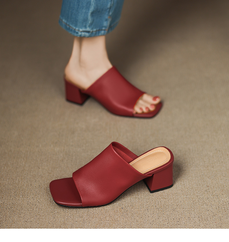 Sandal hở mũi nữ gót thấp quai ngang đế bằng 2,5 cm — Hạnh sắc (cao 2,5 cm) chi tiết 9