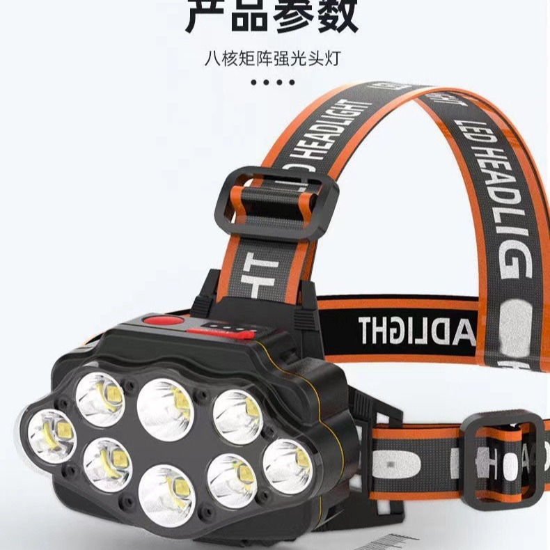 Faro de luz fuerte transfronteriza corriendo deportes montado en la cabeza LED luz de trabajo carga USB pesca salvaje multi-core matriz faro