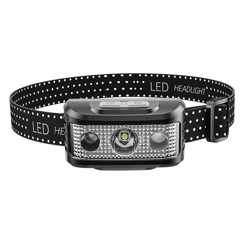 Transfronterizo nueva onda LED de inducción inteligente fuerte luz faro iluminación al aire libre recargable brillante linterna montada en la cabeza