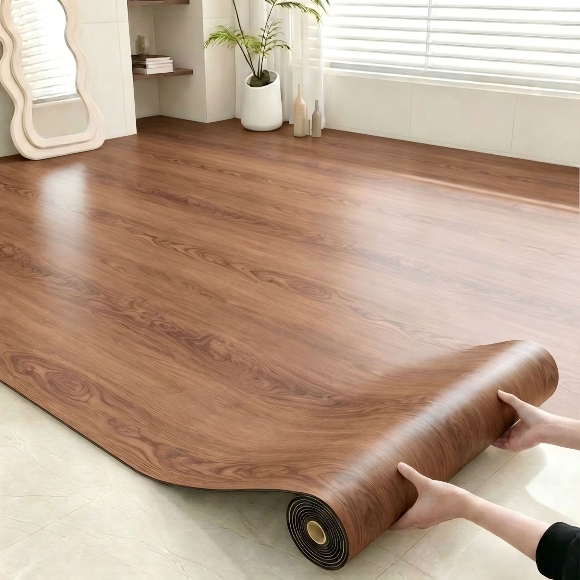 Parche de madera pvc piso de plástico pegatinas de piso autoadhesivas hogar renovación de piso interior pegatinas de piso autoadhesivas impermeables image 10
