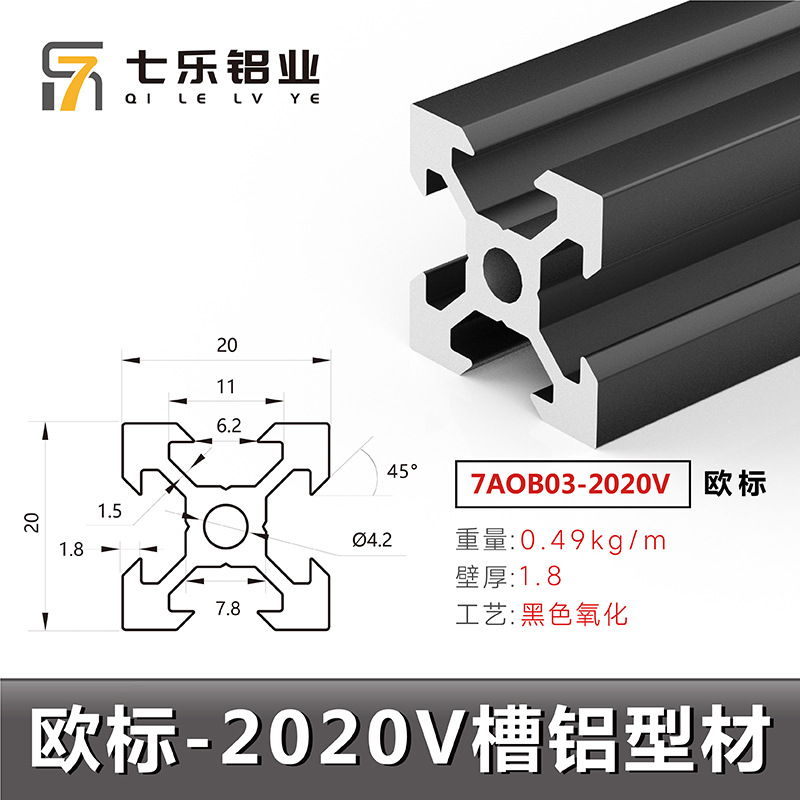 Estándar europeo 2020v * 0,49 negro 1 metro