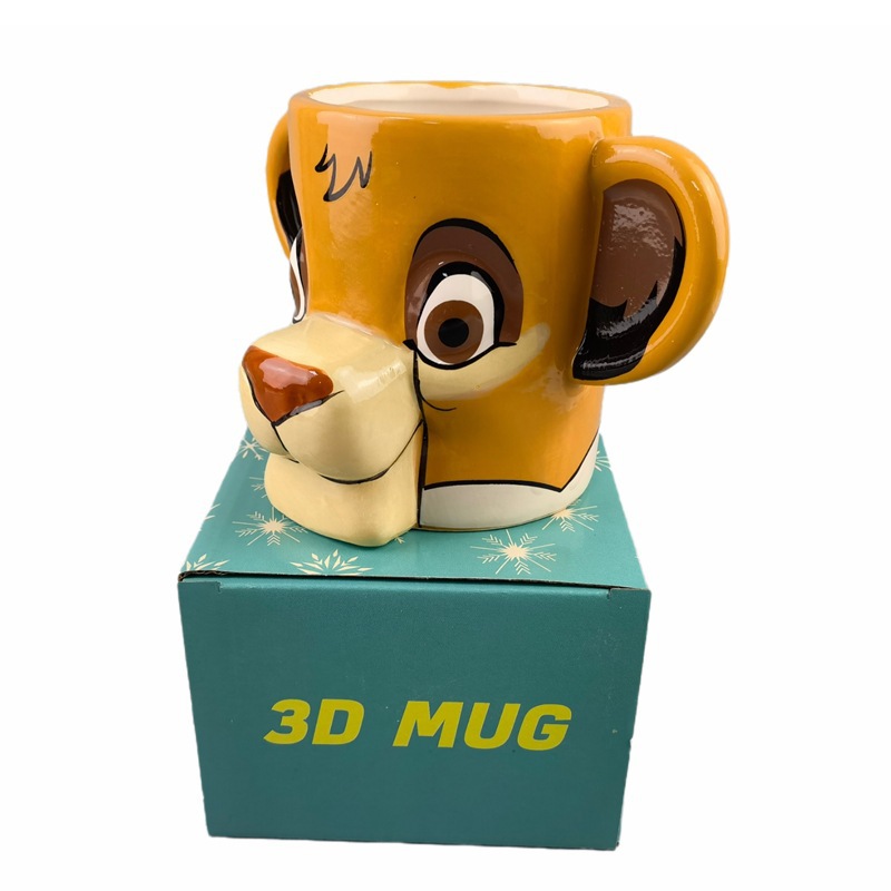 Taza de cerámica 3D estereoscópica pintada a mano, taza de animales pintada a mano, taza de café del rey león, taza de agua del león