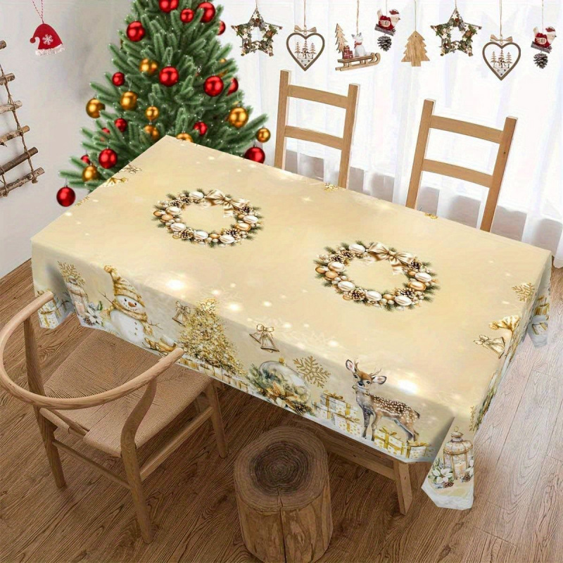 Nuevo manto de mesa de Navidad árbol de Navidad muñeco de nieve alce impresión digital manto de mesa transfronteriza amazónica decoración festiva image 17