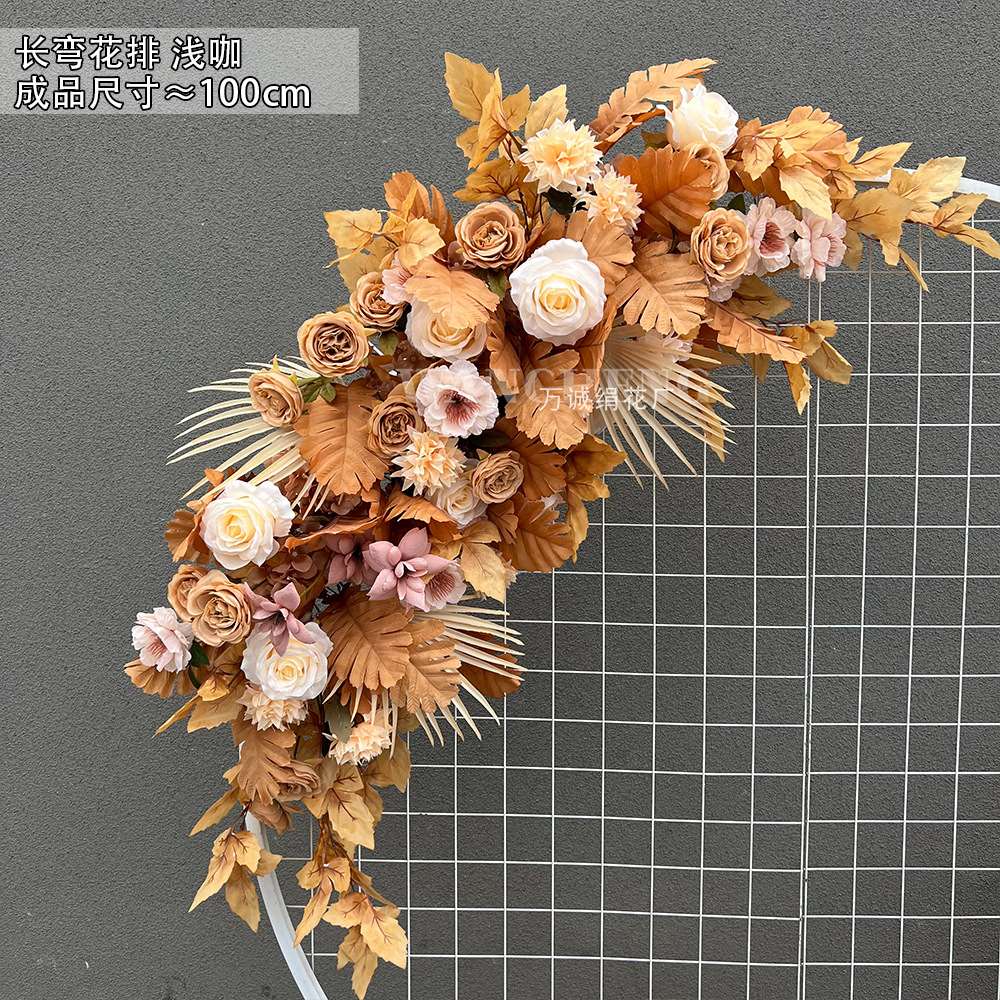 El comercio exterior de la boda flor artificial piso de la boda flor de seda apoyos de la flor de eucalipto flor artificial fila accesorios de la boda floral