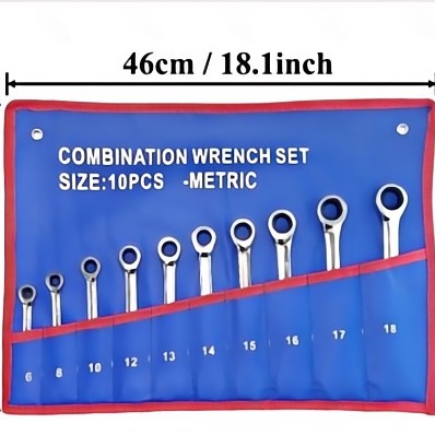 棘轮扳手10件套汽修汽保组套开口两用扳手套装