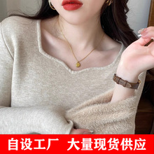 一体绒面料 加绒打底衫女冬季内搭毛衣2025新款秋冬洋气长袖上衣