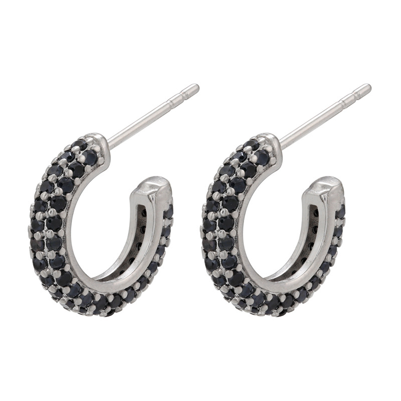 1 Paire Style Simple Forme C Placage Incruster Le Cuivre Zircon Boucles D'oreilles display picture 4