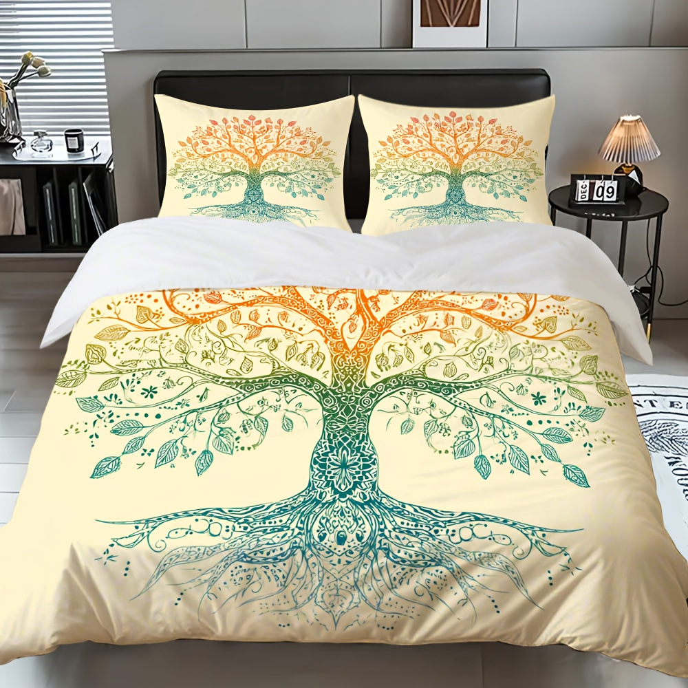 TEMU / JIT transfronterizo para brillante árbol de vida polido impresión digital kit de edredón textil para el hogar