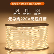 一米多剪220V高压包胶无导线LED灯带 超亮户外防水工程装饰灯条