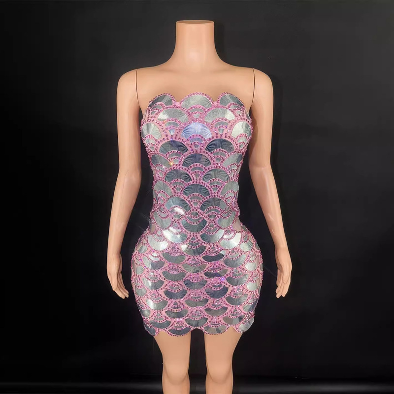 Autumn New Round Sequins Backless dress Night Birthday Social Evening Dress Cocktail Party Evening Dress