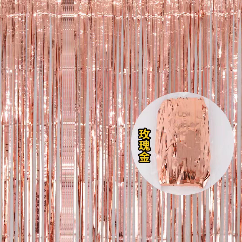 1*2 M lluvia cortina de seda fiesta de cumpleaños boda Fondo pared decoración borla brillante lluvia cortina de seda