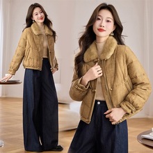 新中式白鸭绒冬季外套女2025新款国风复古翻领盘扣短款羽绒服