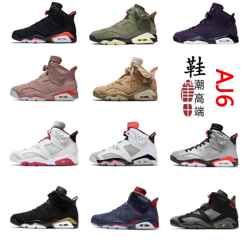 Putian Aj6 Basketball Shoes North Carolina Blue Bugs Bunny White Red Smoke Gray Paris Aj6 Men's and Women's Shoes Cross-Border Basketball Sports Shoes