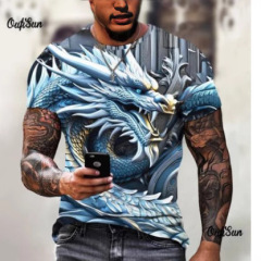 大人のアニメのファッションモデル3dデジタルプリントメーカーの個性カジュアルtシャツ男
