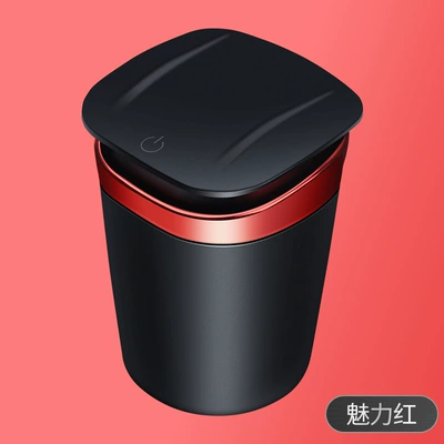 Factory new car portable metal ashtray with light car trash can automatic light car ashtray (Car ashtray) - charming-red-standard