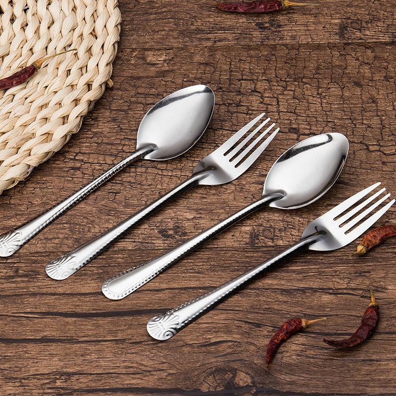Stainless Steel Spoon and Fork Two-Piece Set, High-End Tableware Fork and Spoon Set, Household Dining Spoon, Dessert Spoon, Soup Spoon
