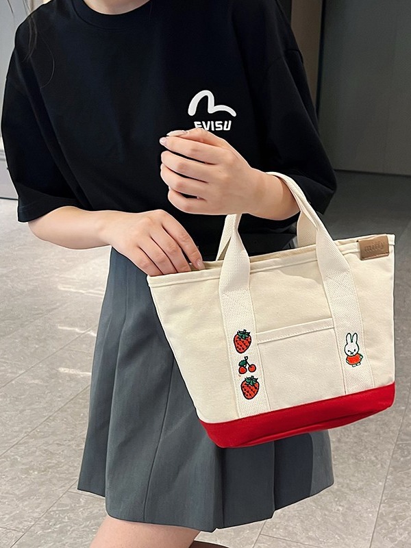 Año del Conejo bordado japonés lindos bolsos de lona, bolsos de hombro, bolsos de oficina