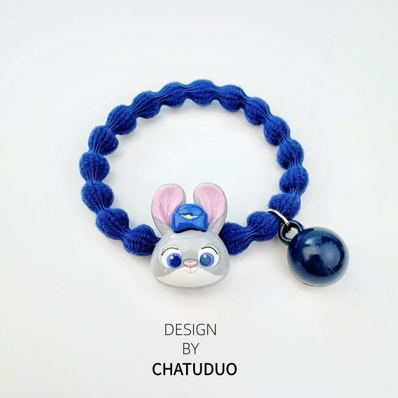 Cute Cartoon Rabbit Police Officer Rubber Band Hair Tie 2026 New Style Hair Ring for Girls to Tie up Their Hair into a Bun, Suitable for Young Girls and Students