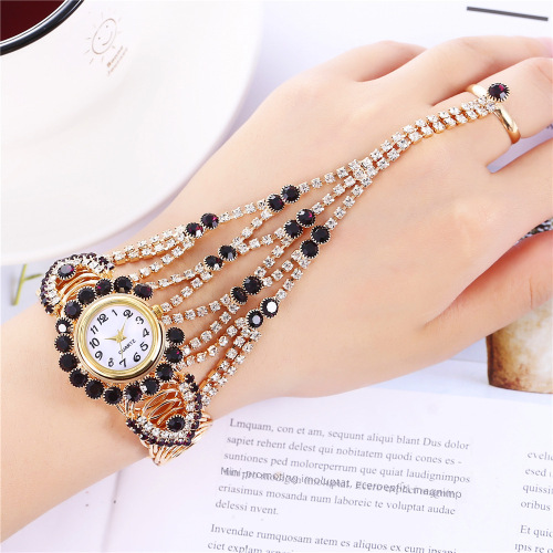Popular best-selling women's watch Khorasan trendy women's full diamond claw chain ring set watch drop shipping one piece