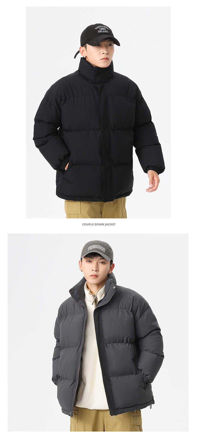 Novità invernale per uomo e donna, giacca in cotone tinta unita, ampia e comoda, da uomo_voghion.com