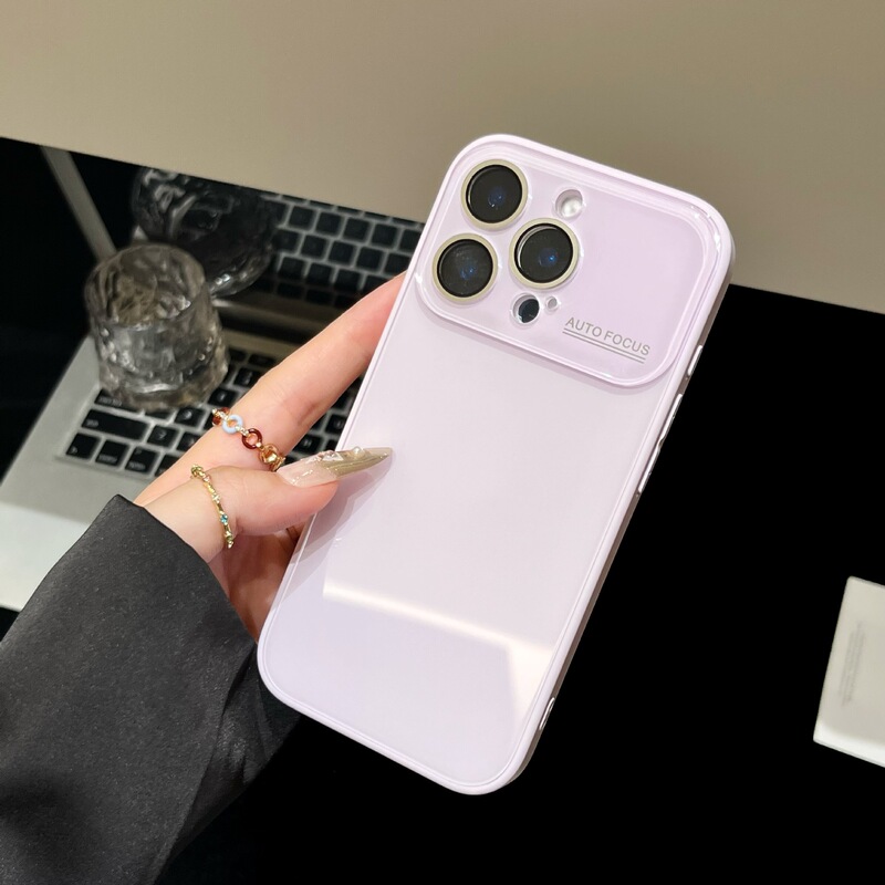 简约韩系大视窗玻璃壳适用iPhone16pro max苹果17手机壳14/15全包|undefined