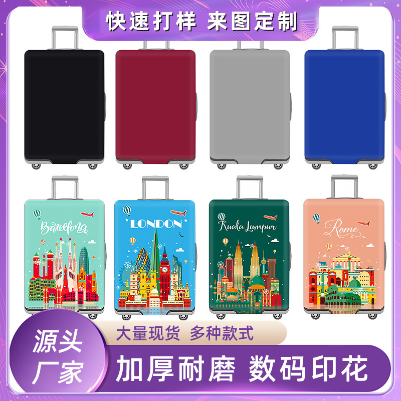 Luggage Cover Printed Suitcase Protective Cover Fabric Elastic Luggage Cover Trolley Case Cover Boarding Case Universal Wheels