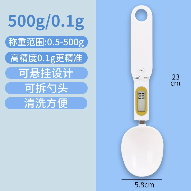 Spoon Scale USB Rechargeable Mini Electronic Kitchen Scale, 0.1 g Precision, 500–1000 g