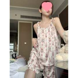 2025新款夏季性感吊带睡衣短裤两件套装女款夏天可外穿纯欲家居服
