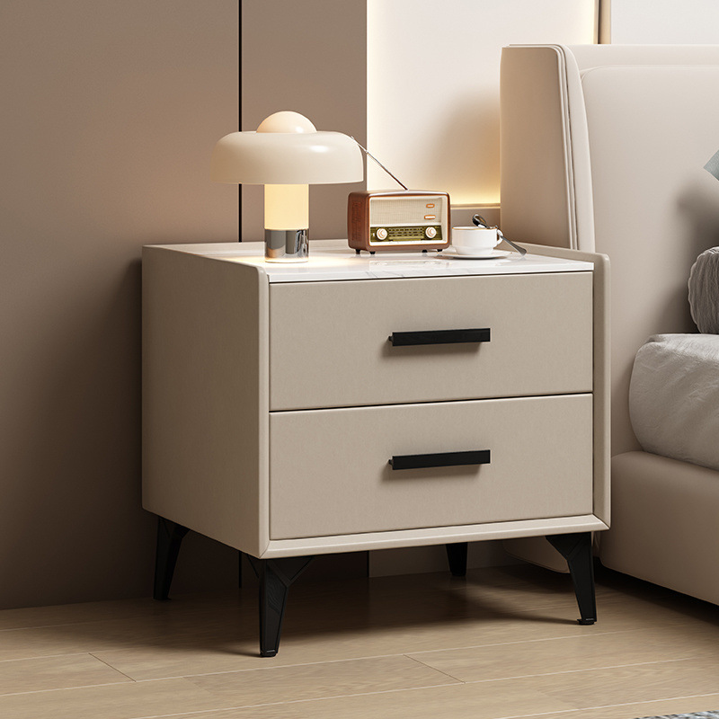 Mesa de cabezal de cama de madera sólida de corteza de roca simple gabinete de lado de la cama moderno pequeño gabinete de lujo pequeño almacenamiento dormitorio doméstico