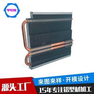 连续冲压鳍片铜管穿fin扣fin焊接散热器模组