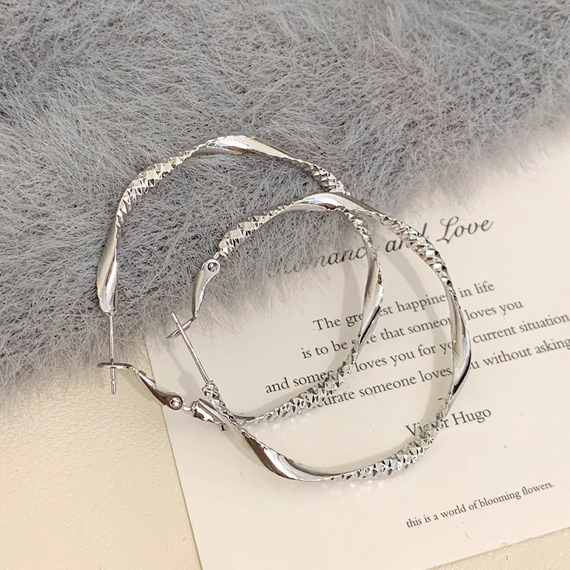 Simple Personality Design Twisted Ear Ring Metal Style Cold Style Texture Sense Circle Ear Buckle Fashion Elegant Earrings for Women